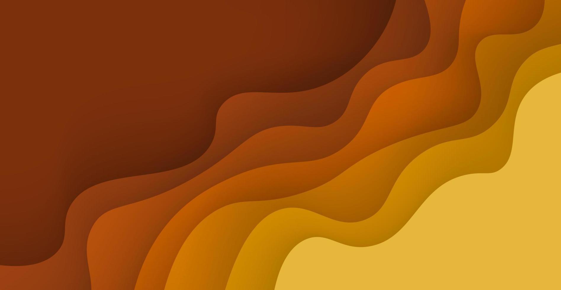 textura de color amarillo de múltiples capas capas de corte de papel 3d en banner de vector degradado. diseño de fondo de arte de corte de papel abstracto para plantilla de sitio web. concepto de mapa topográfico o corte de papel de origami suave