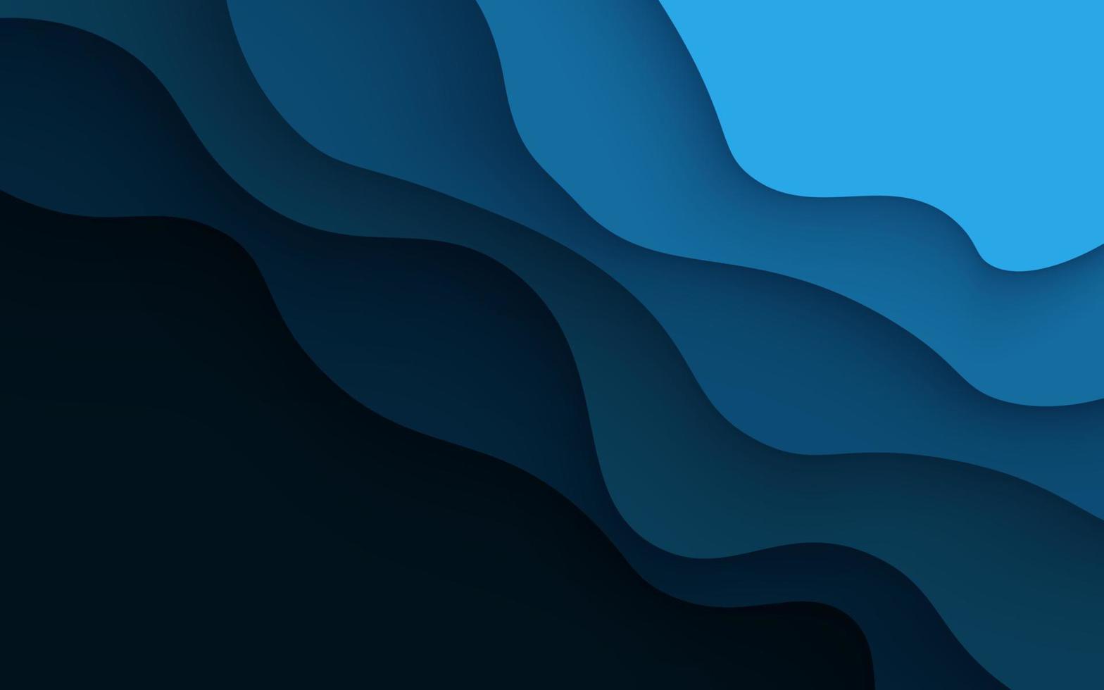 capas de corte de papel 3d de textura de color azul de múltiples capas en banner de vector degradado. diseño de fondo de arte de corte de papel abstracto para plantilla de sitio web. concepto de mapa topográfico o corte de papel de origami suave
