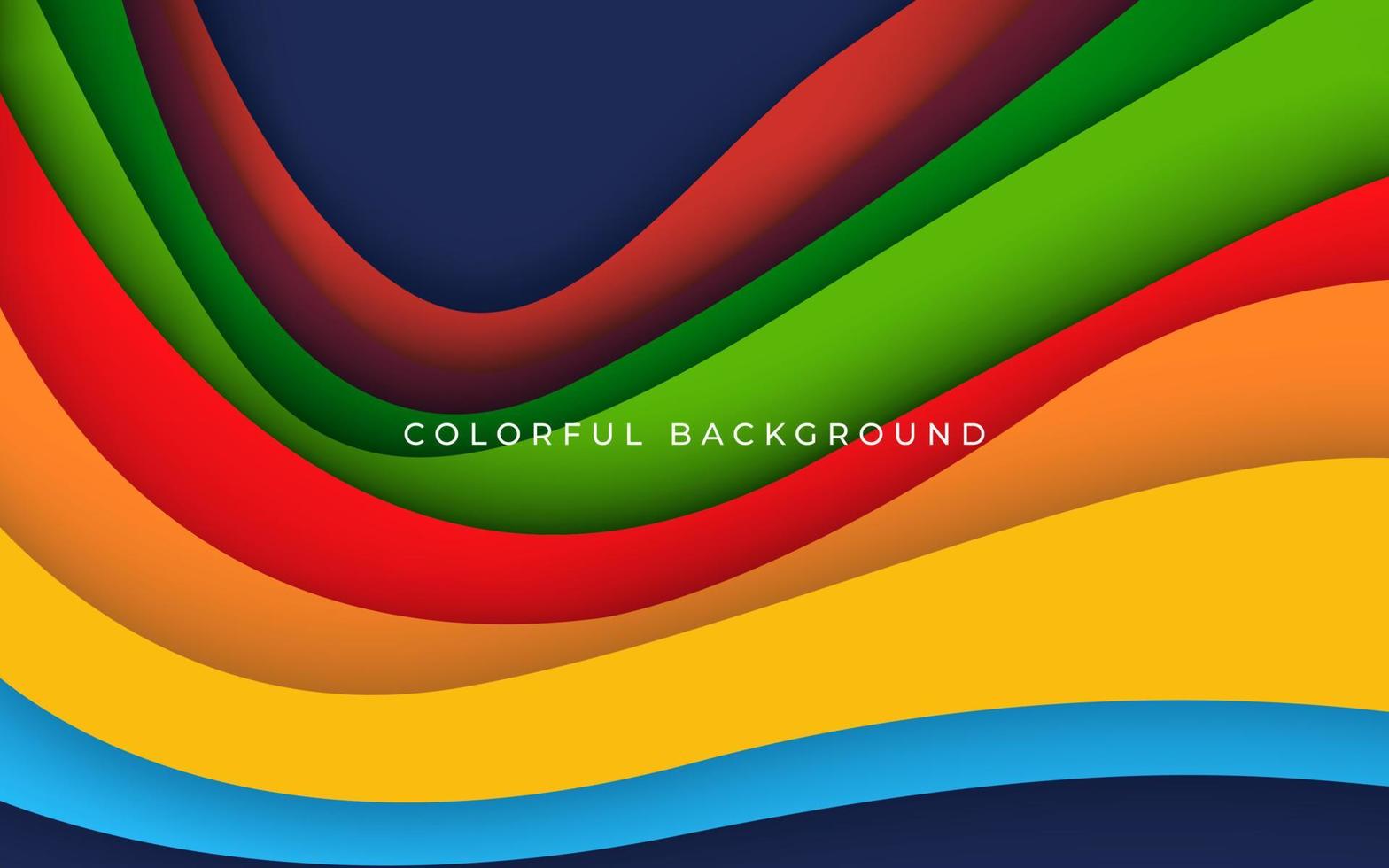 abstract blue, green, yellow, orange, red colorful papercut wavy overlap layers background vector