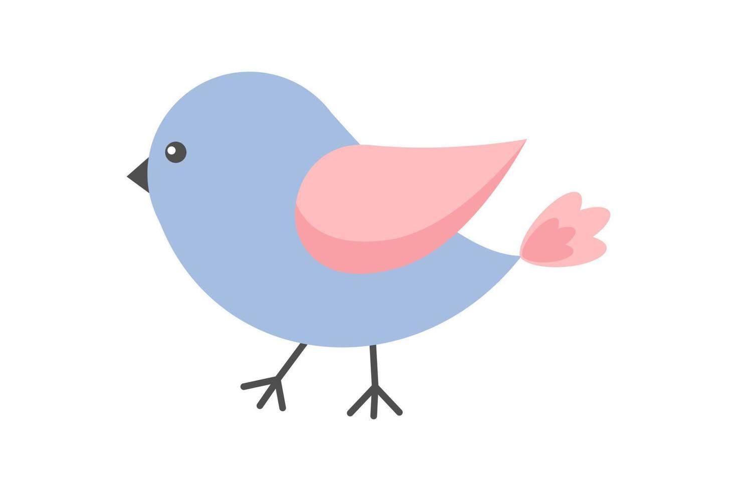 linda pájaro con rosado alas. pájaro día. saludo tarjeta diseño elemento. infantil impresión para guardería. para bebé carteles, tarjetas, ropa, hogar textiles, envase papel. vector dibujos animados ilustración