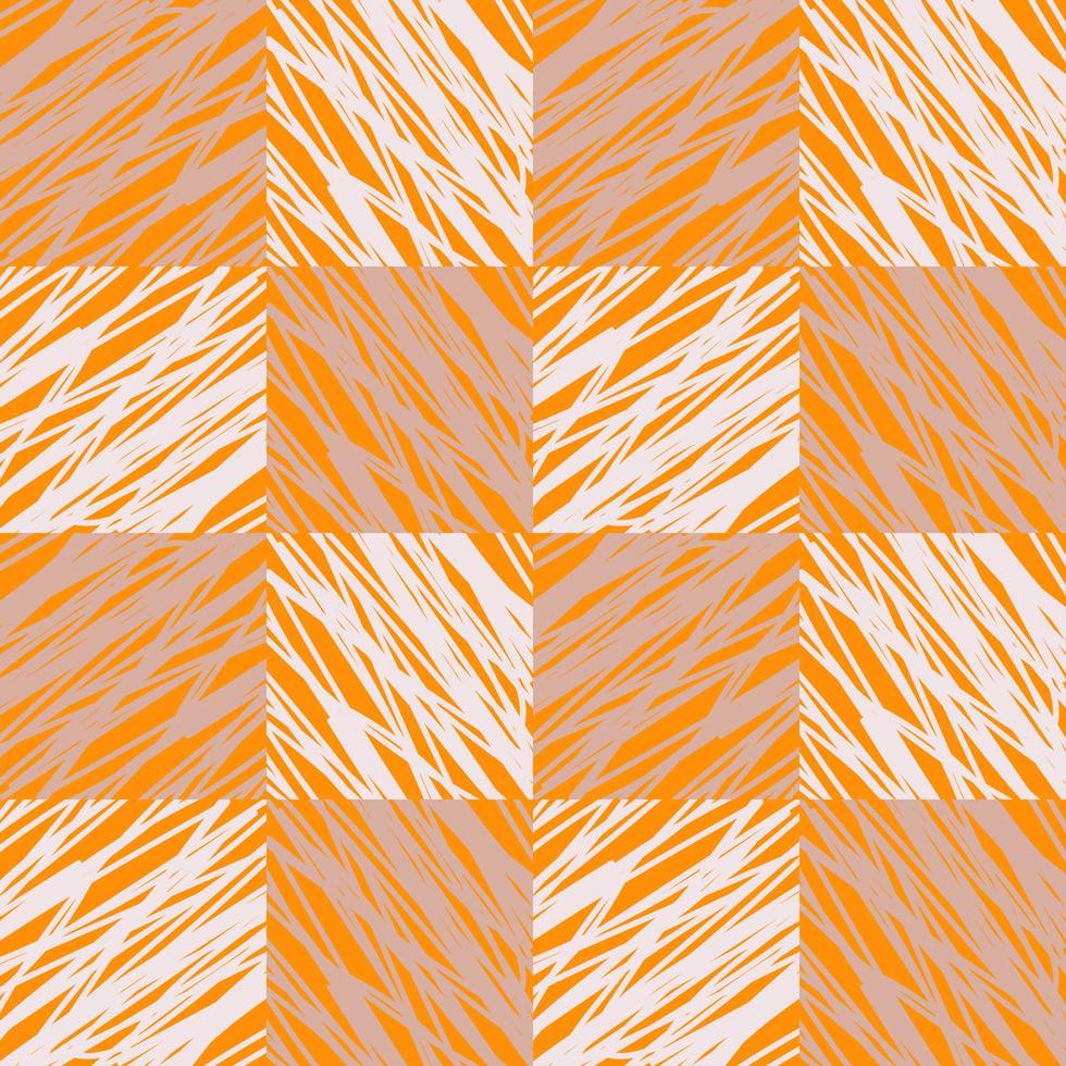 Geometric vector grunge orange texture. Abstract square seamless pattern.
