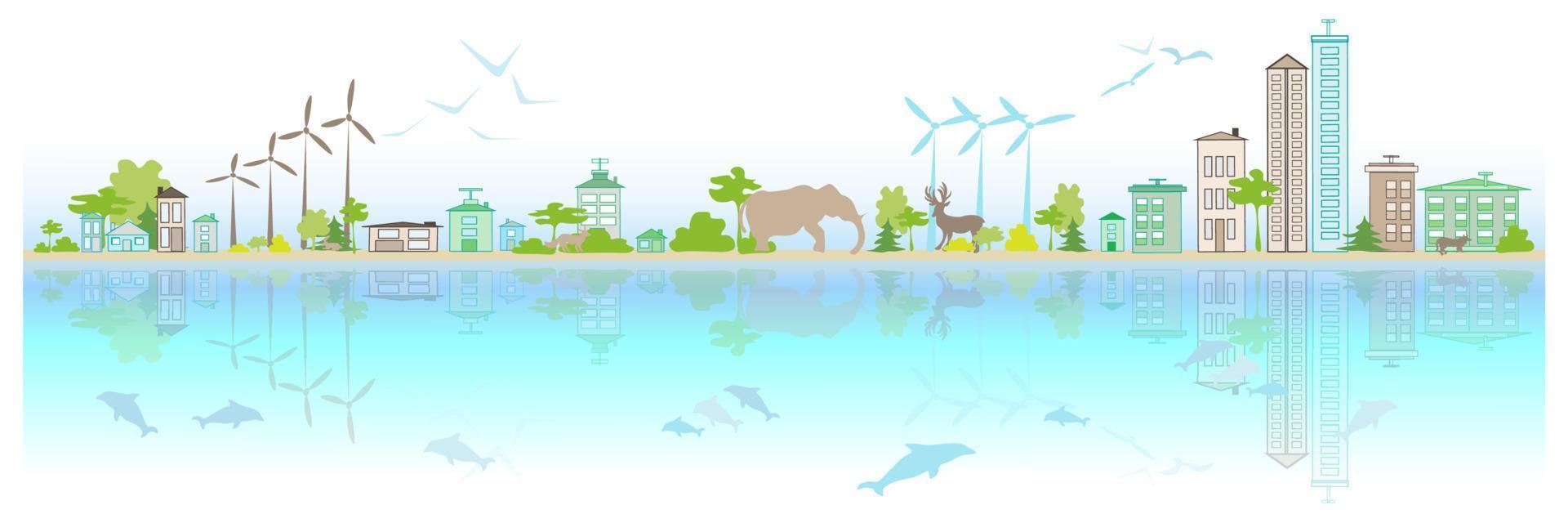 Clean green environment. Ecology concept and Environmental  design elements for sustainable energy development, Vector illustration Nature, ecology, organic, environment, banners.