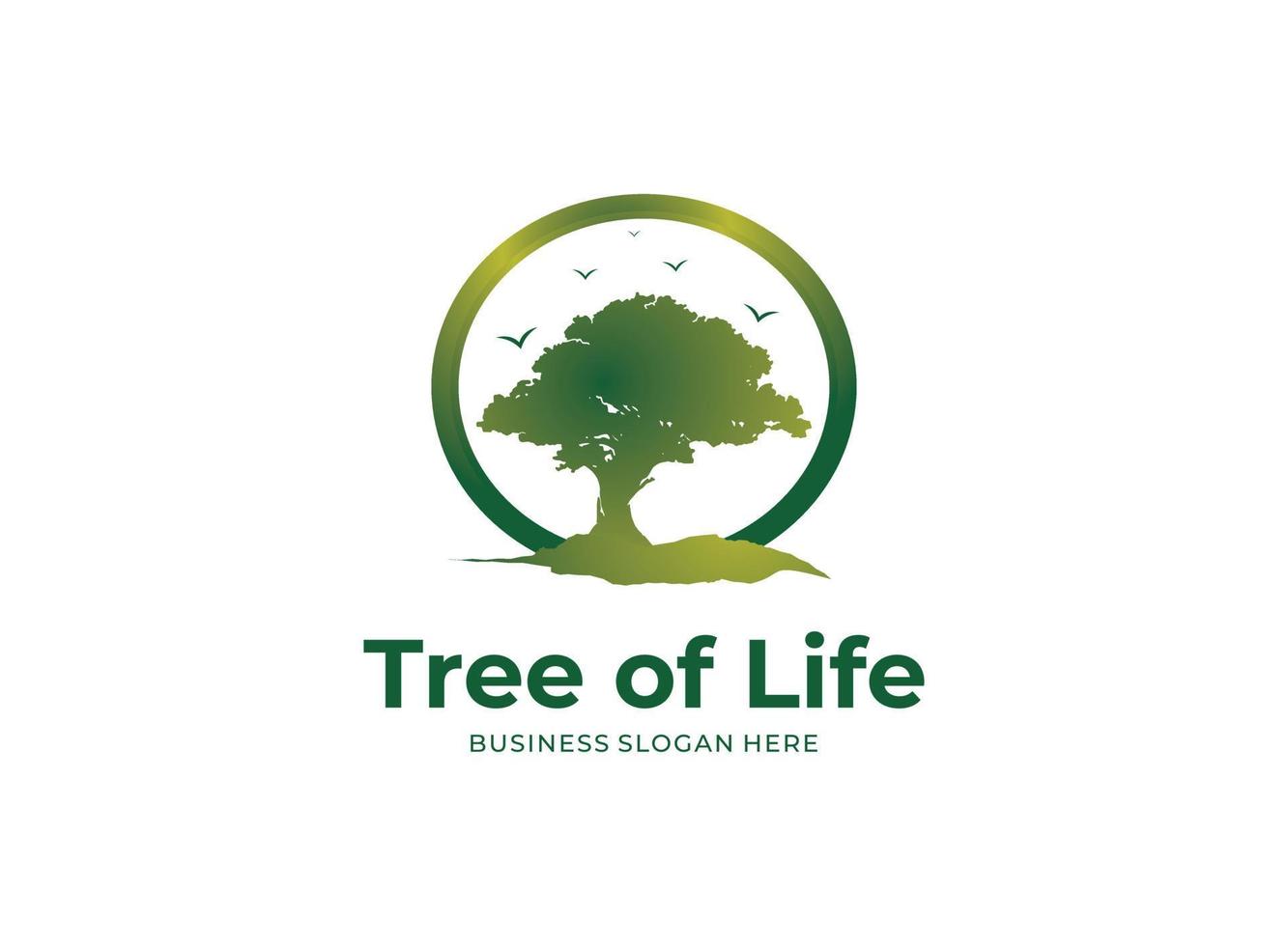 Holistic tree of life green emblem logo icon vector