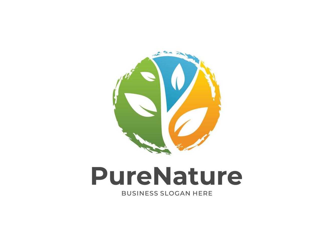 Wellness tree nature colorful logo design template vector