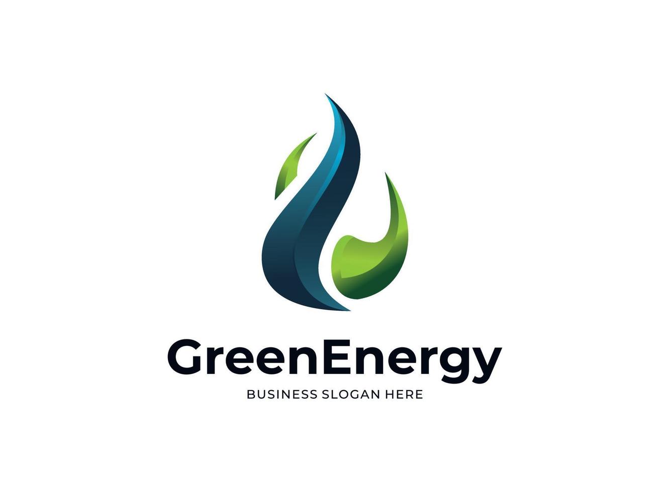 vector logo green energy oil fire flame