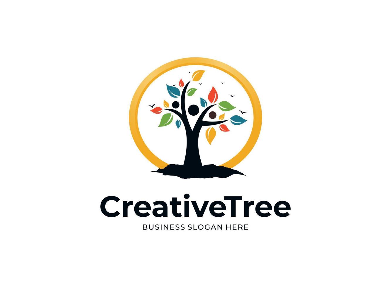 humano árbol creativo concepto logo diseño vector