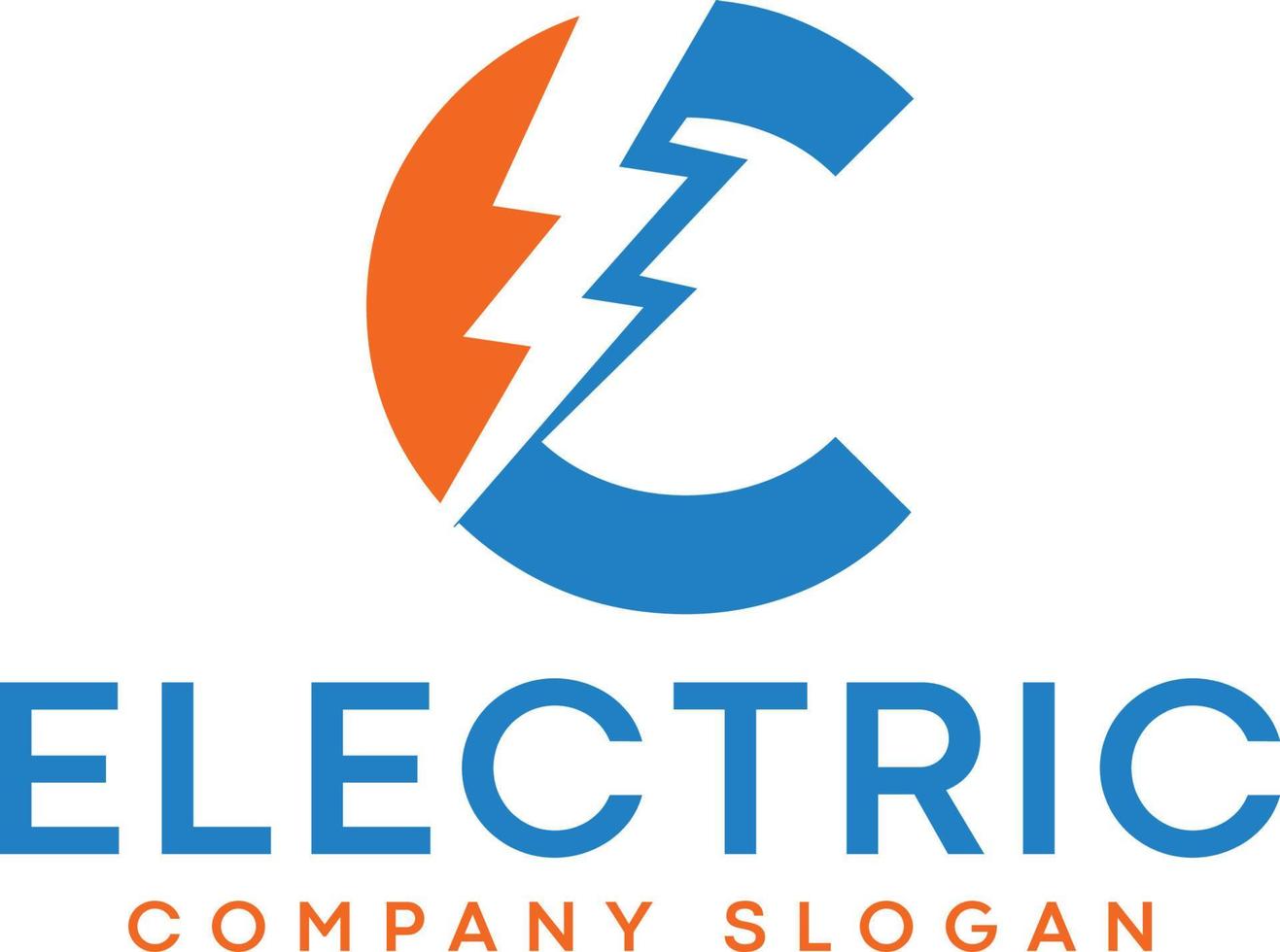 C Electric Letter Logo Design With Lighting Thunder Bolt logo vector