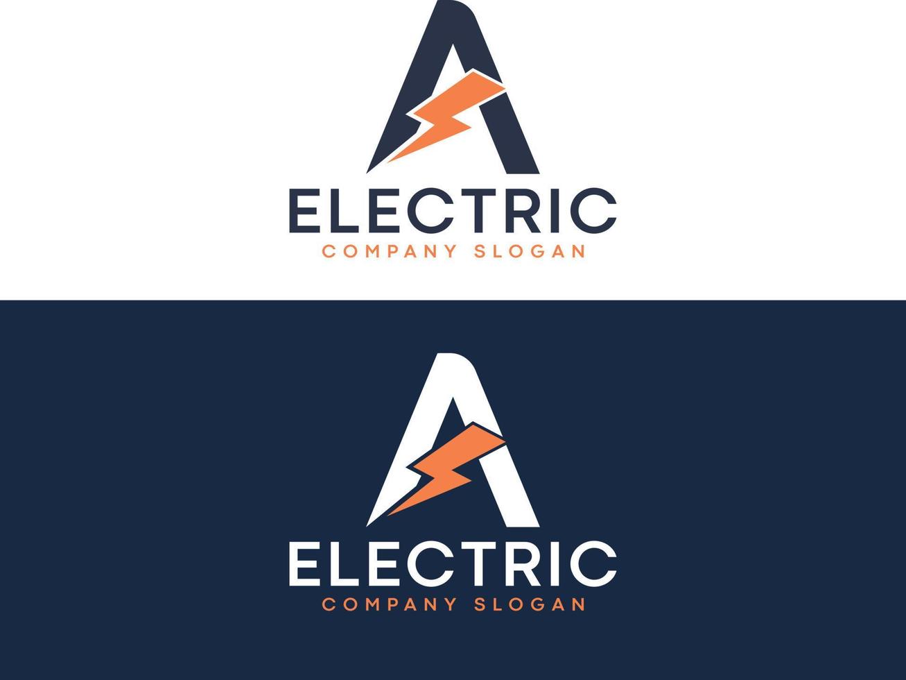 Letter A Lightning Electric Logo With Lighting Bolt vector