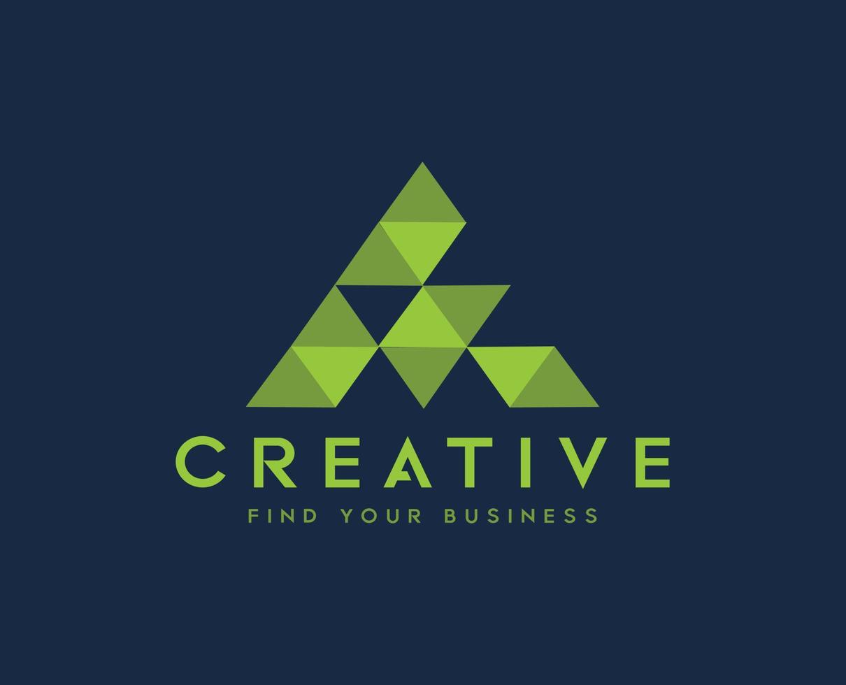 Letter A triangle shape abstract logo design vector template