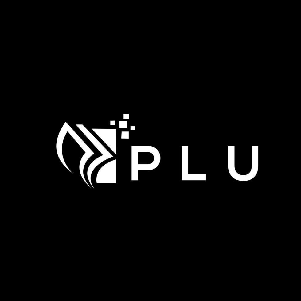 plu crédito reparar contabilidad logo diseño en negro antecedentes. plu creativo iniciales crecimiento grafico letra logo concepto. plu negocio Finanzas logo diseño. vector