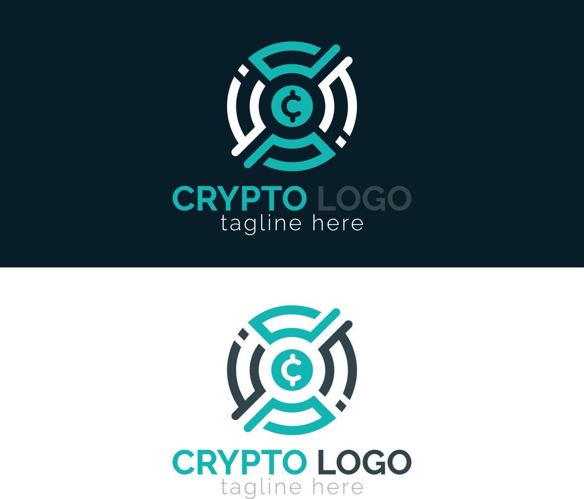 cryptocurrency or crypto coins logo design vector template