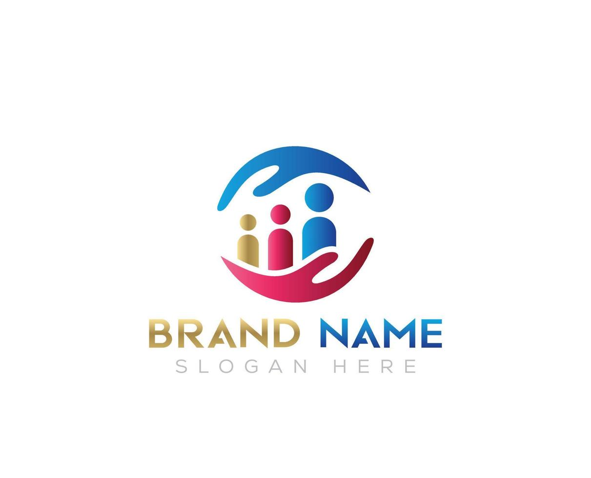 Charity logo or Partnership with friendly people logo vector