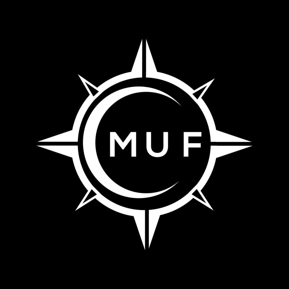 MUF abstract monogram shield logo design on black background. MUF creative initials letter logo. vector