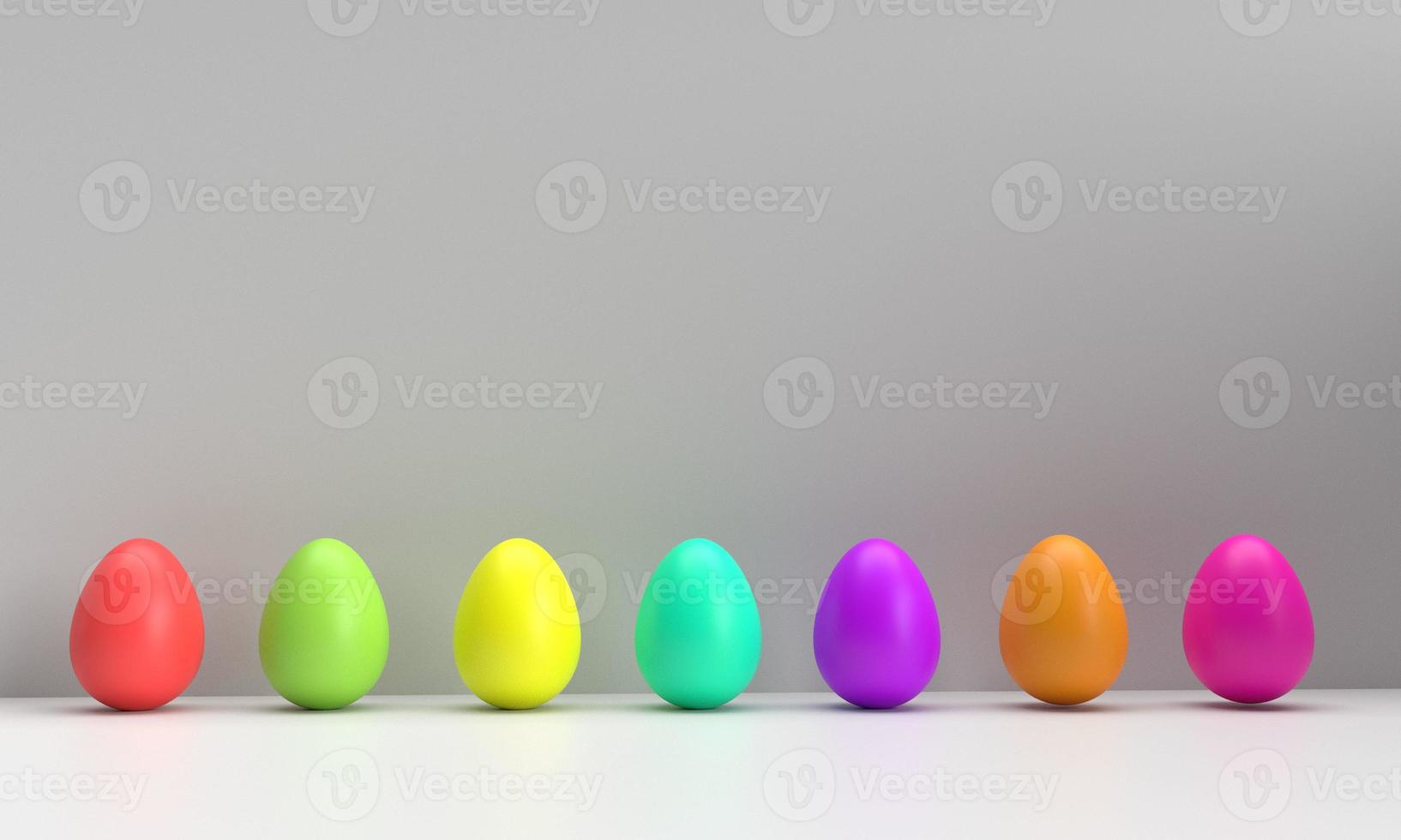 colorful rainbow easter egg object happy april month holiday spring season time gift award group collection set animal wild vintage character bunny beautiful festival celebration party event.3d render photo