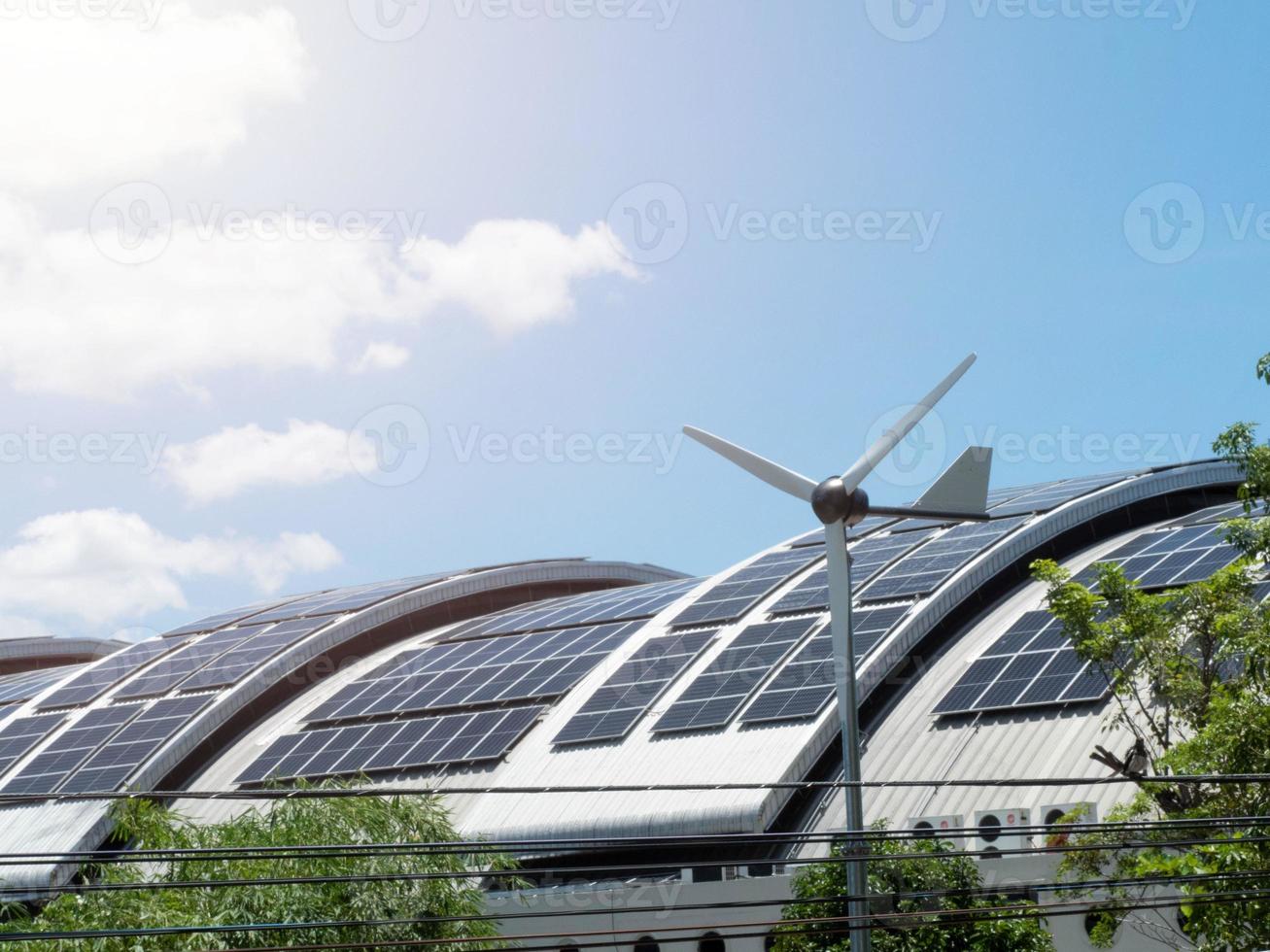 Building floor rooftop windmill alternative energy power turbine solar renewable technology panel natural environment generator green ecology industry sustainable resource station cell recycling photo