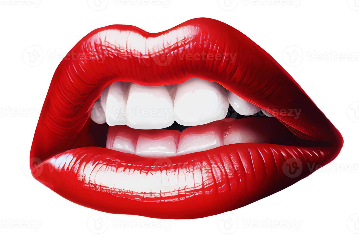 Female lips, mouth, teeth, white background. photo