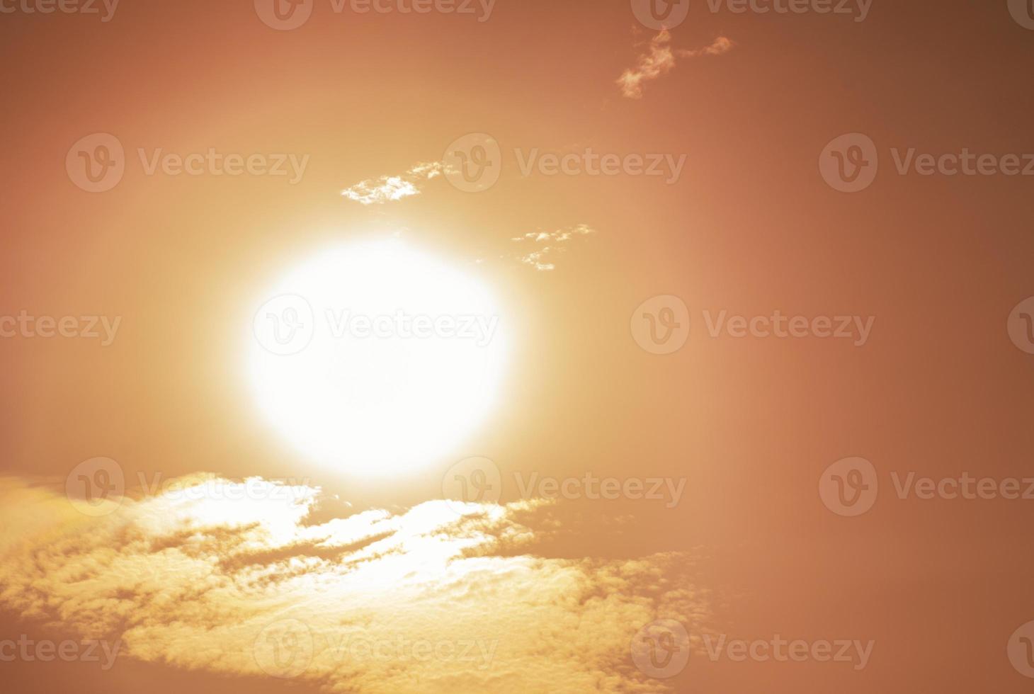 Sun on yellow sky and cloud with copy space photo