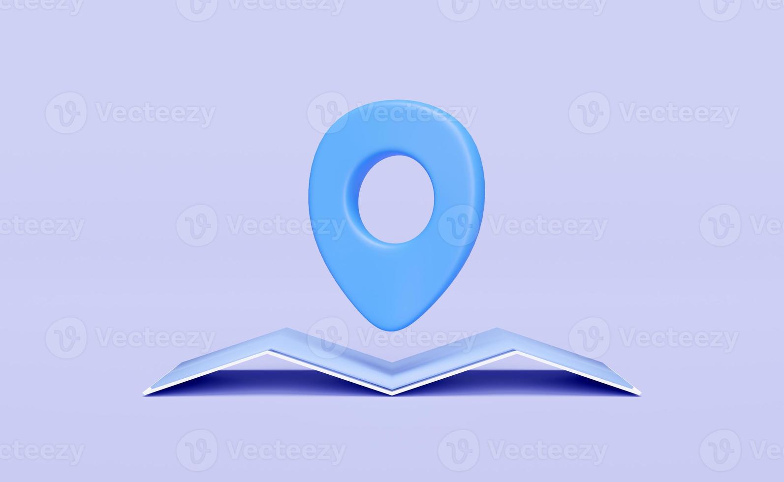 3d Map and pin isolated on blue. abstract background, map earth travel concept, 3d render illustration photo