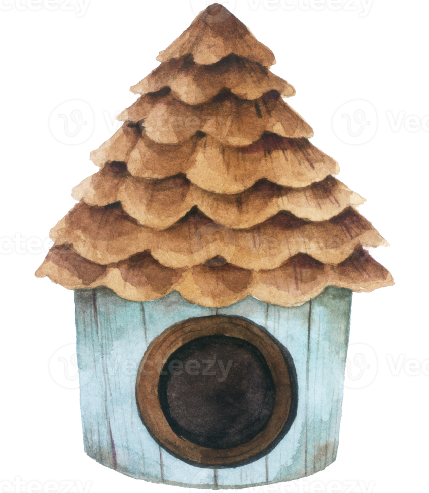 Birdhouse watercolor hand painted png