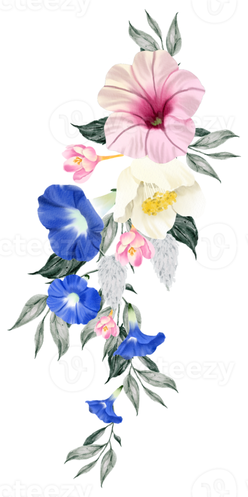Spring floral bouquet watercolor flower blooming png