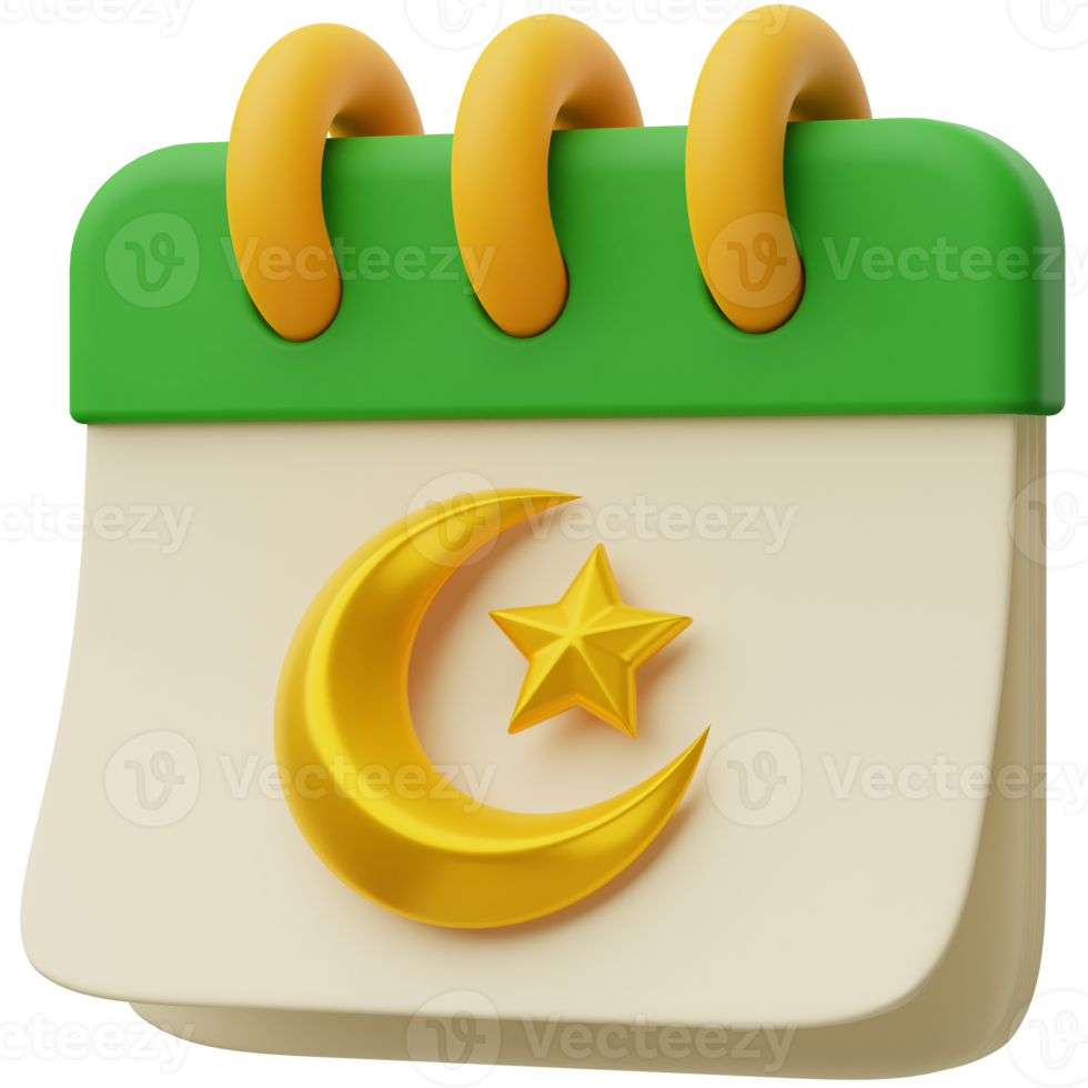 Ramadan calendar date decoration crescent moon 3d rendering illustration icon element png