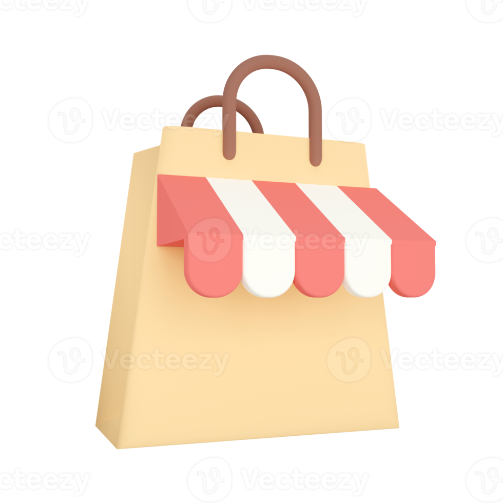 Shopping Bag. Online Shopping 3D rendering. png