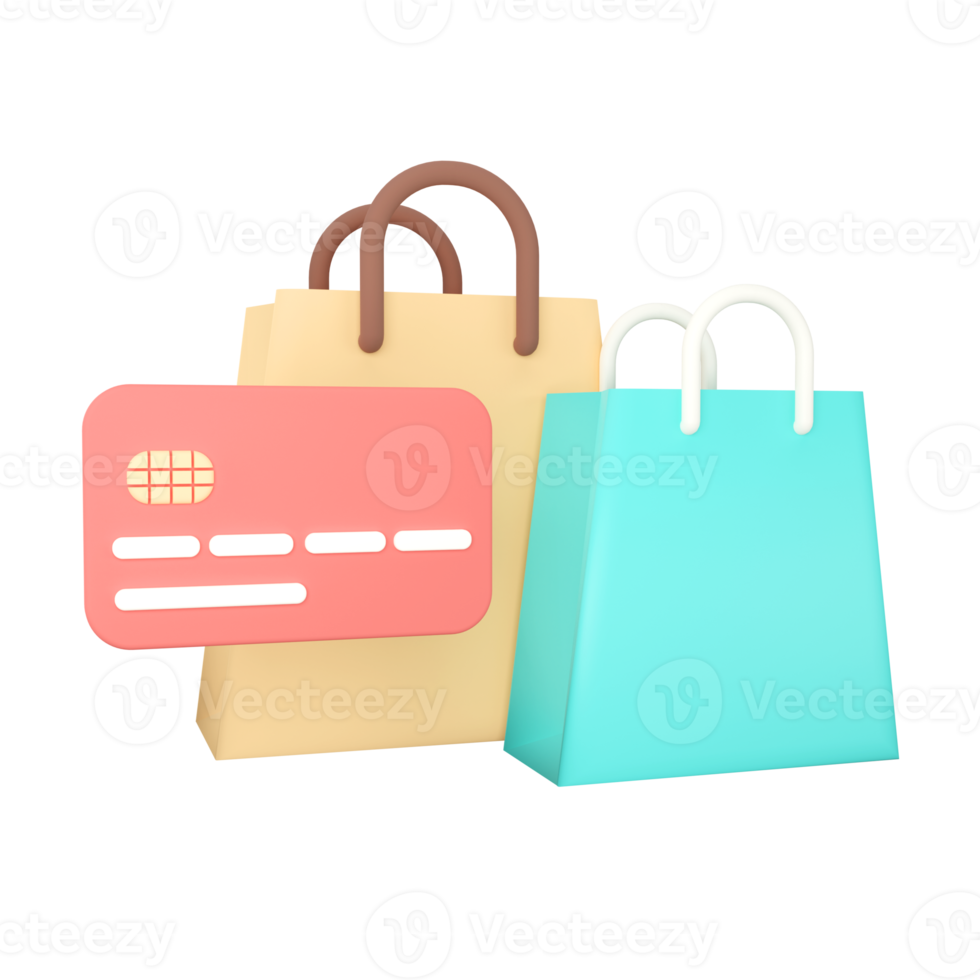 Shopping Bag. Online Shopping 3D rendering. png