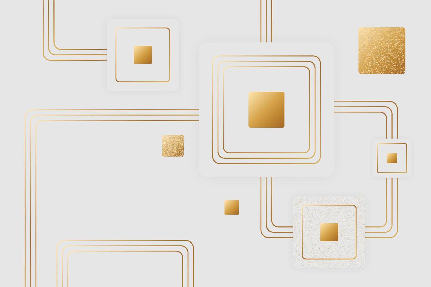 Geometric composition with gold square and lines background design. Abstract frame in technology style vector