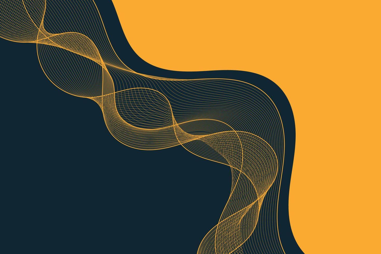 Abstract orange curved dotted wave on black background. Twisted  shape illustration design vector