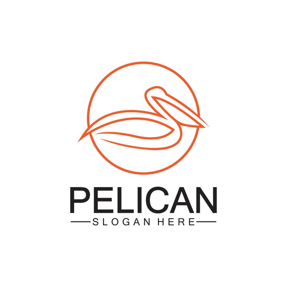 Pelican bird logo design, line art pelican bird logo vector illustration template
