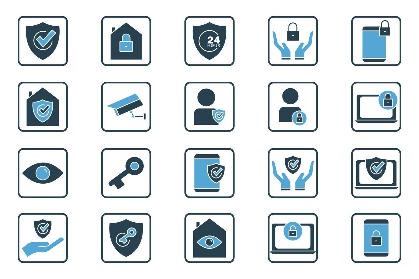 Protect icon set. icon related to security. Solid icon style. Simple vector design editable