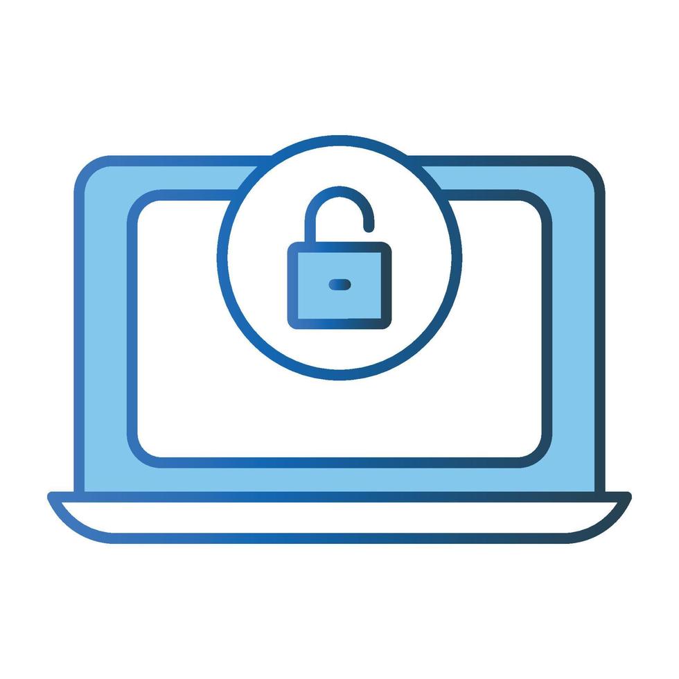 open system icon illustration. Laptop icon with padlock. icon related to security. Lineal color icon style. Simple vector design editable