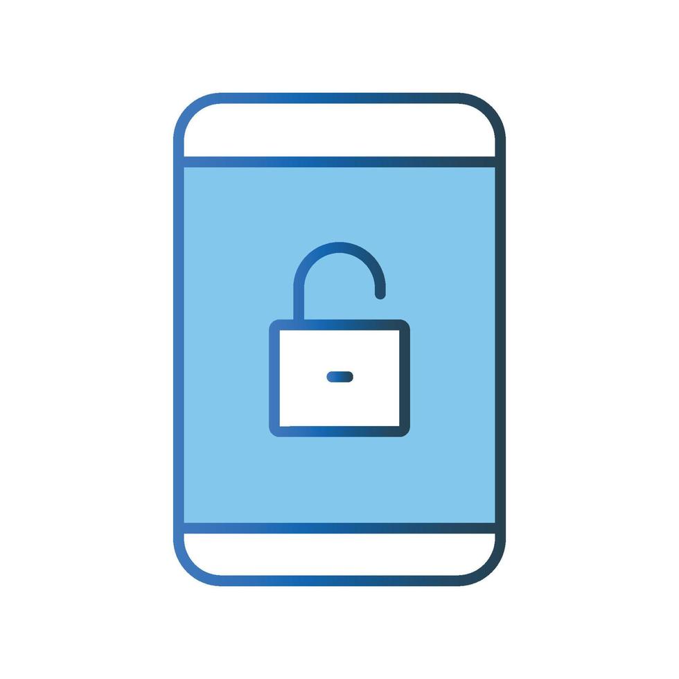 open system icon illustration. Mobile phone icon with padlock. icon related to security. Lineal color icon style. Simple vector design editable