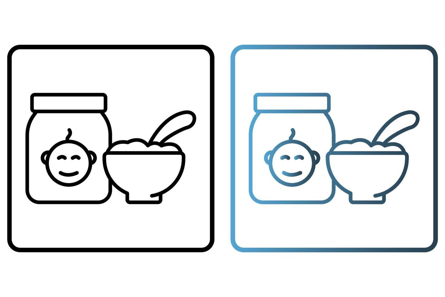 Baby food icon illustration. icon related to baby care. outline icon style. Simple vector design editable