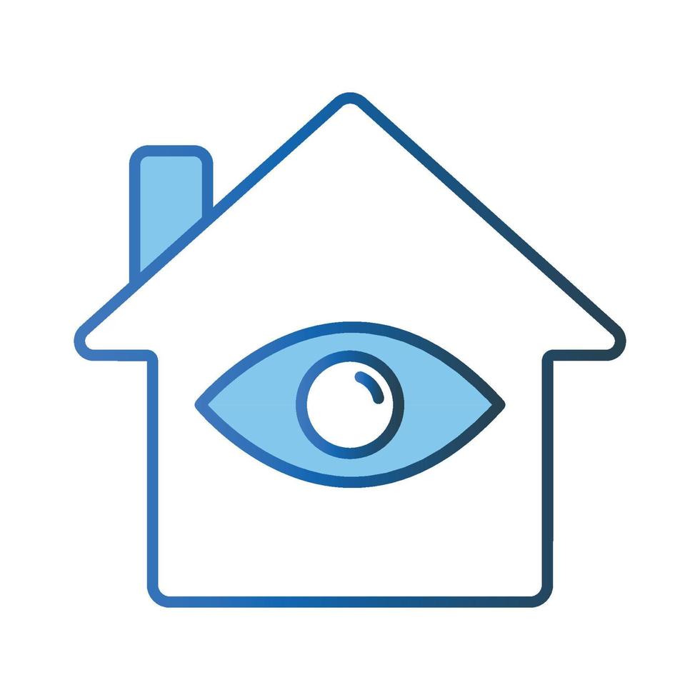 Home protection icon illustration. House icon with eye. icon related to security. Lineal color icon style. Simple vector design editable