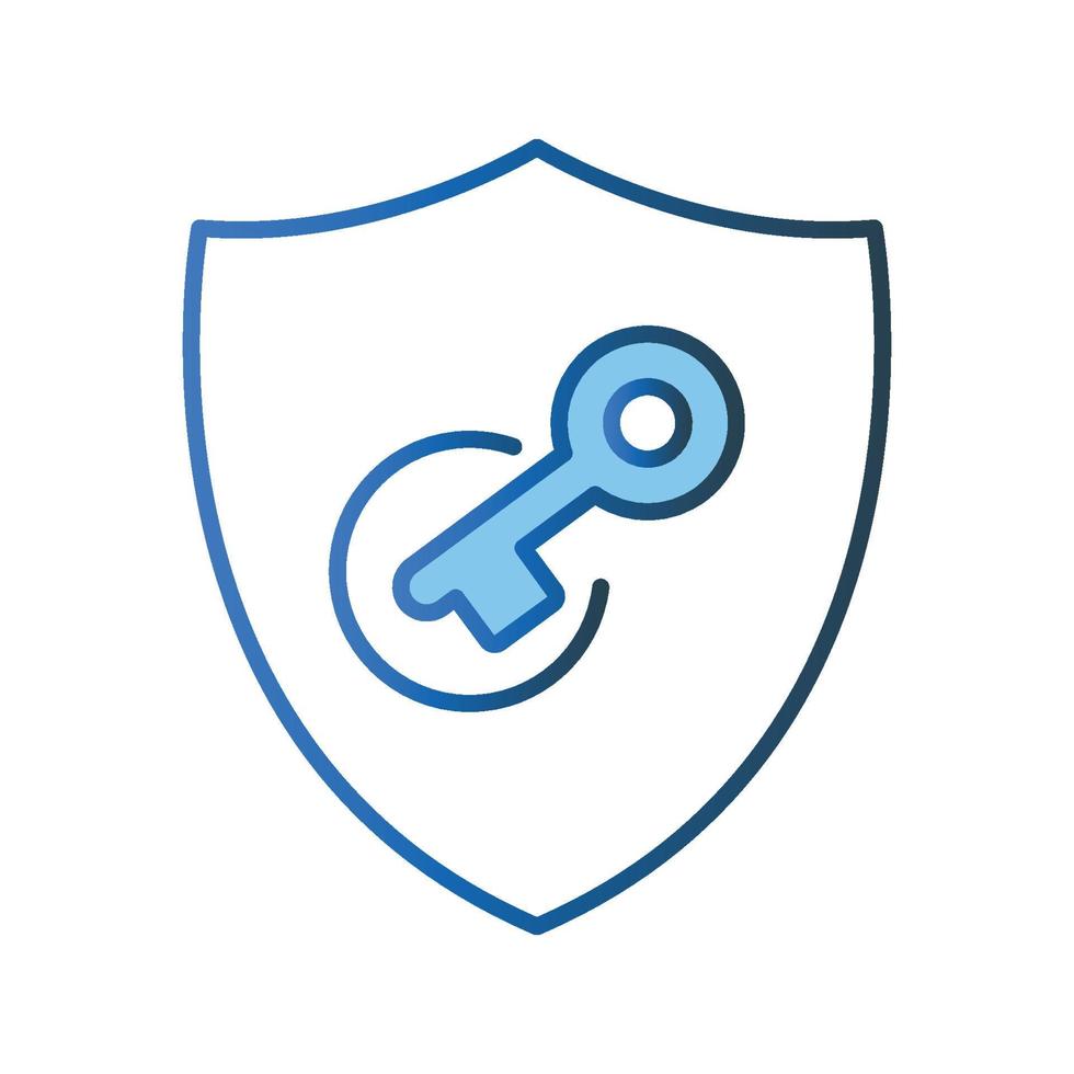 Security unlock icon illustration. shield icon with key. icon related to security. Lineal color icon style. Simple vector design editable
