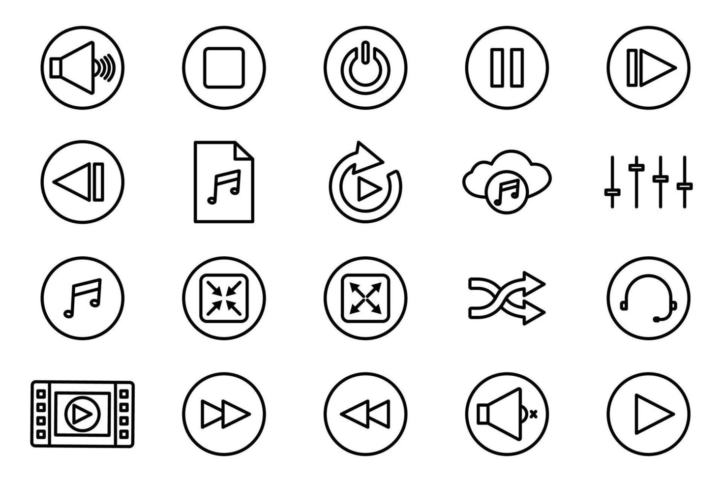 música jugador conjunto icono ilustración. icono relacionado a multimedia. contorno icono estilo. sencillo vector diseño editable