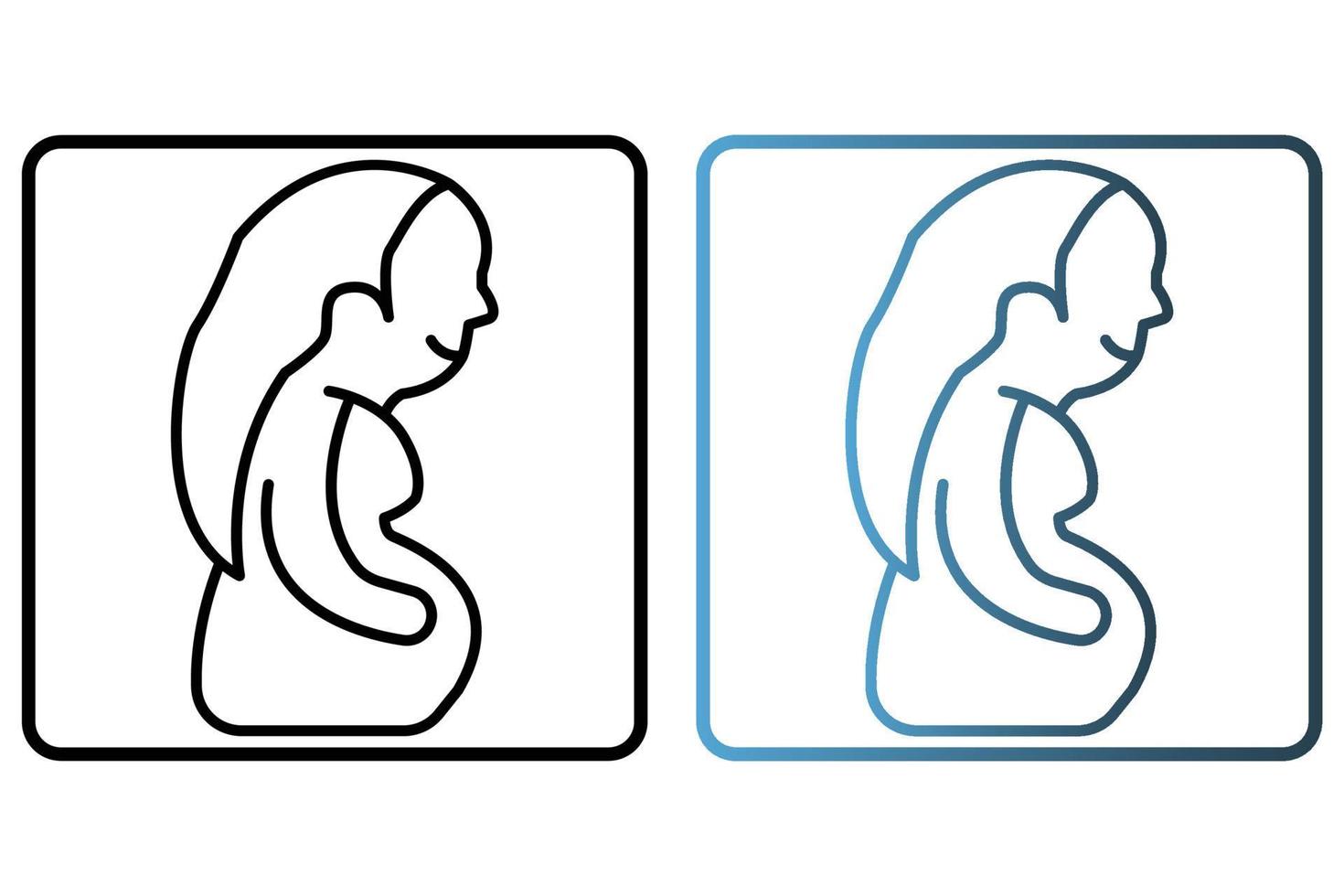 embarazada icono ilustración. icono relacionado a bebé cuidado. contorno icono estilo. sencillo vector diseño editable