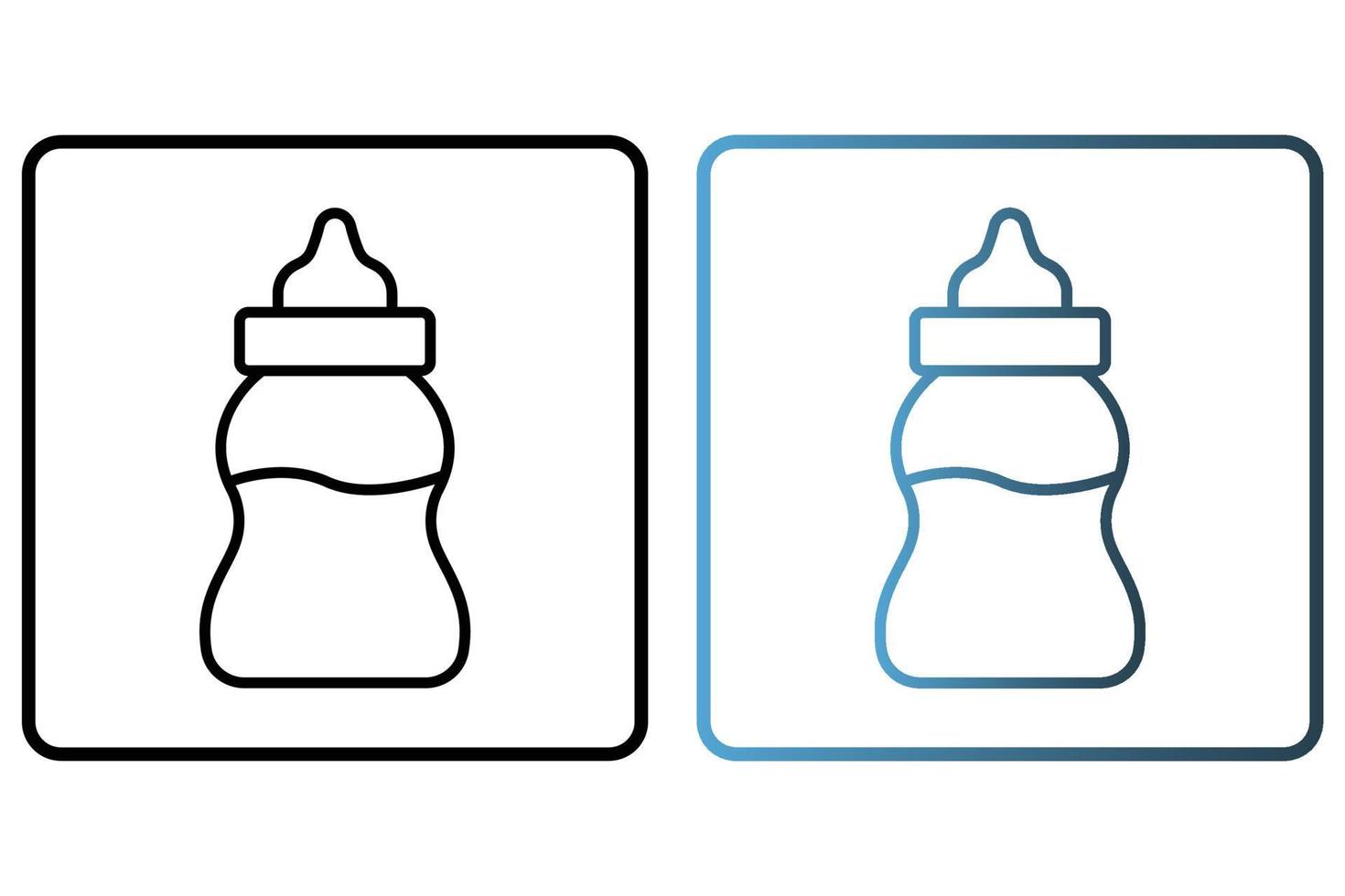 Baby bottle icon illustration. icon related to baby care. outline icon style. Simple vector design editable