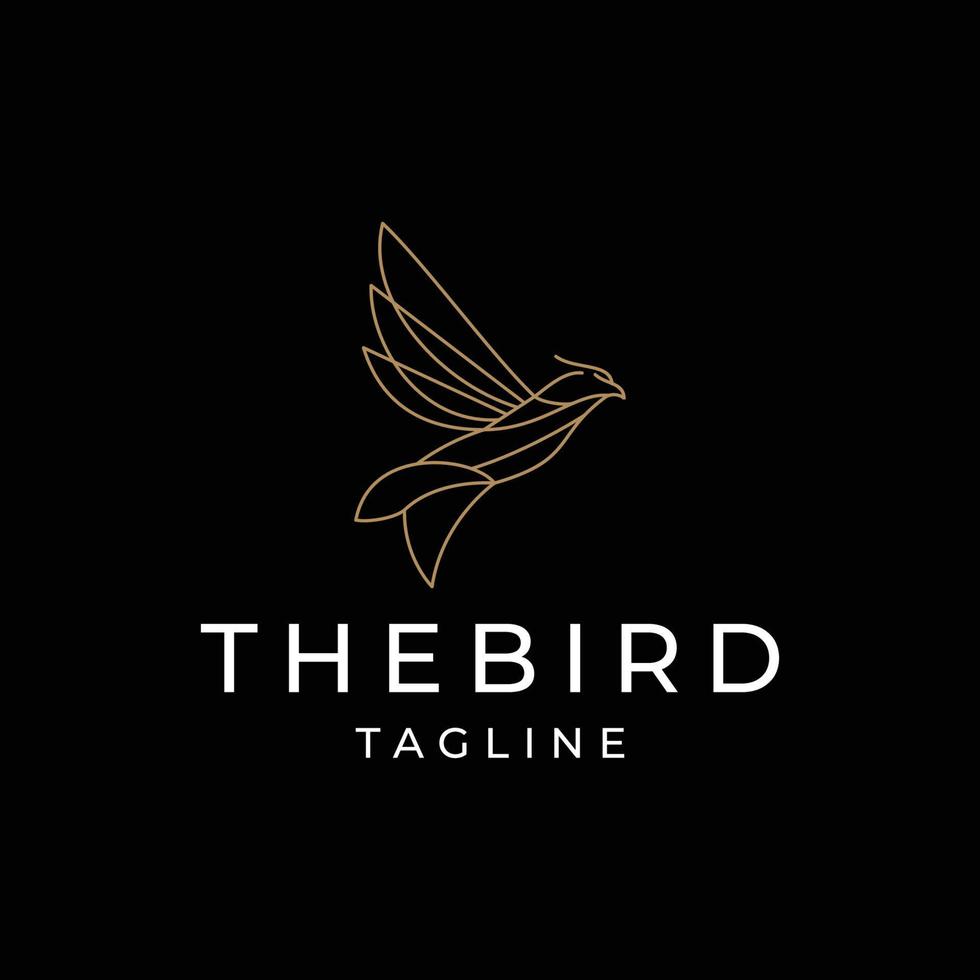 Bird line art logo icon design template vector