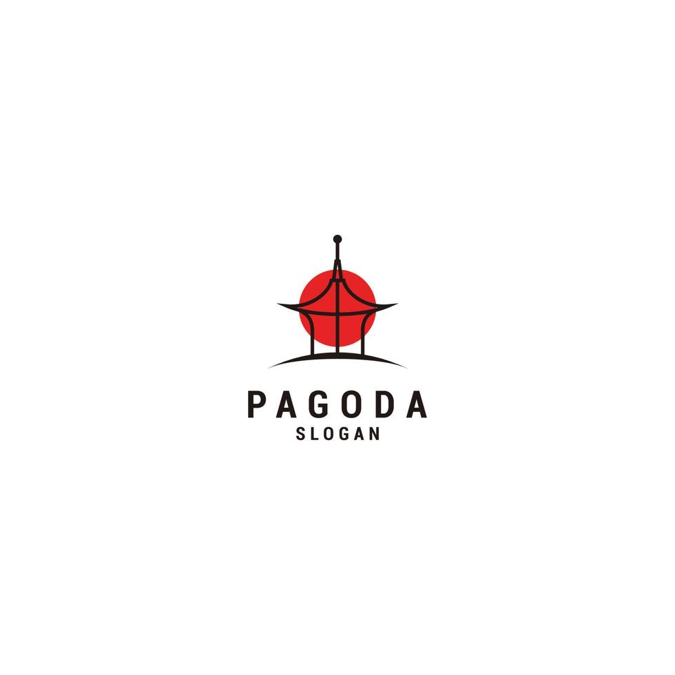 plantilla de diseño de icono de logotipo de pagoda plana vector