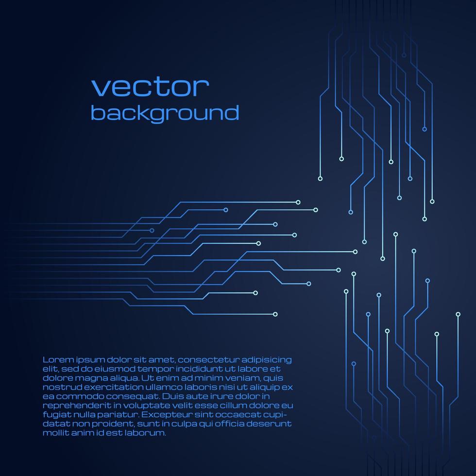 fondo azul oscuro tecnológico abstracto con elementos del microchip. textura de fondo de placa de circuito. ilustración vectorial vector