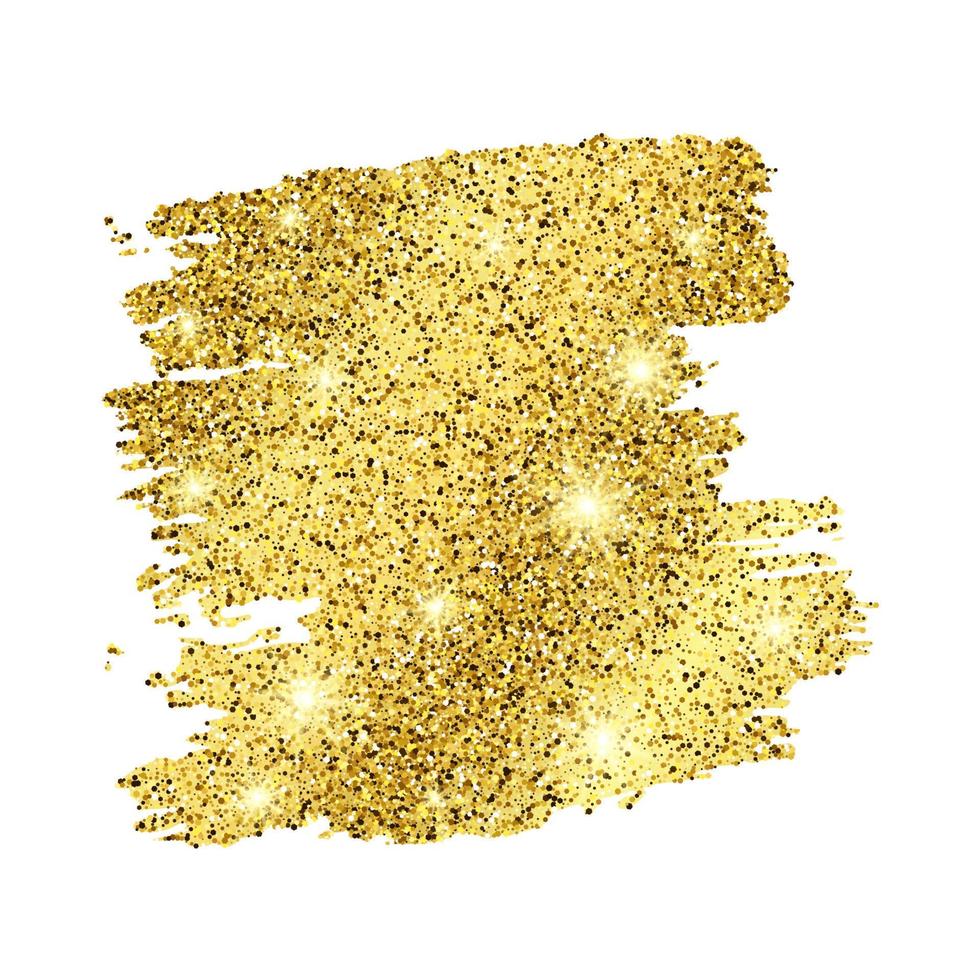 Golden Paint Glittering backdrop on a white background. Background with gold sparkles and glitter effect. Empty space for your text. Vector illustration