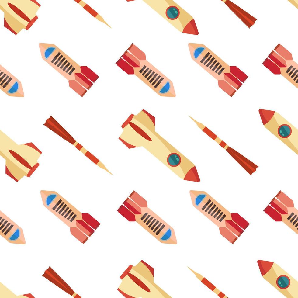 Seamless pattern with space rocket. Vector illustration.