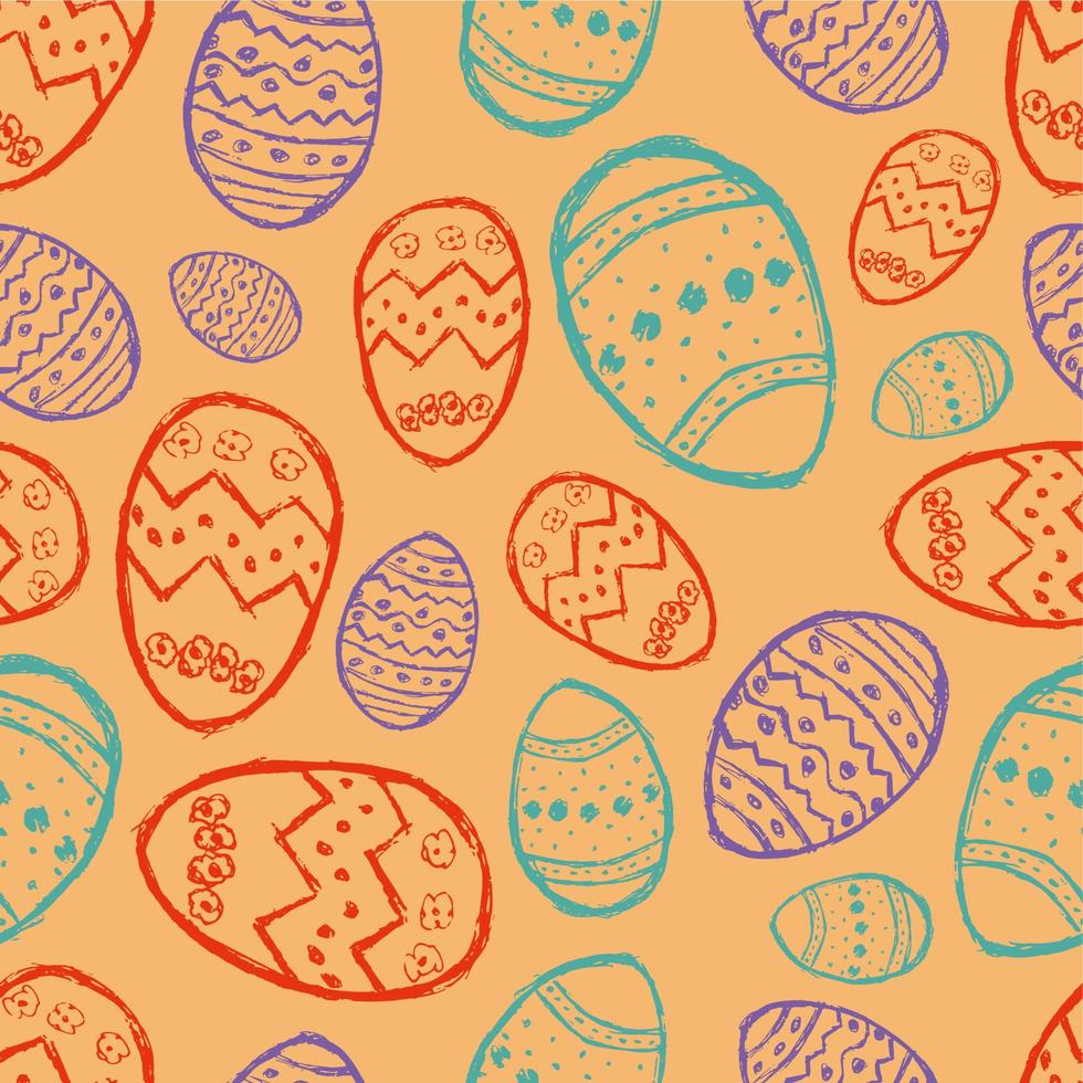 Seamless pattern with hand drawn Easter eggs. Vector illustration