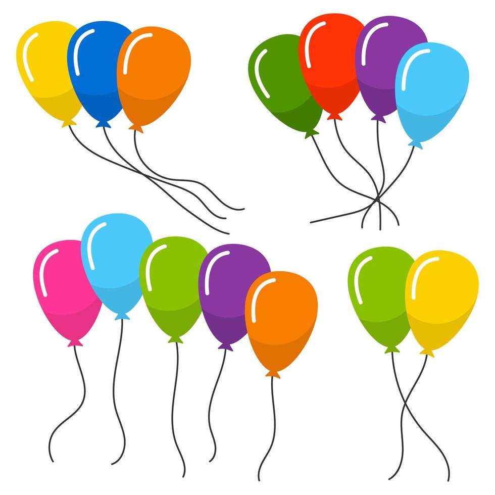 racimos de globos de helio de varios colores. ilustración vectorial vector