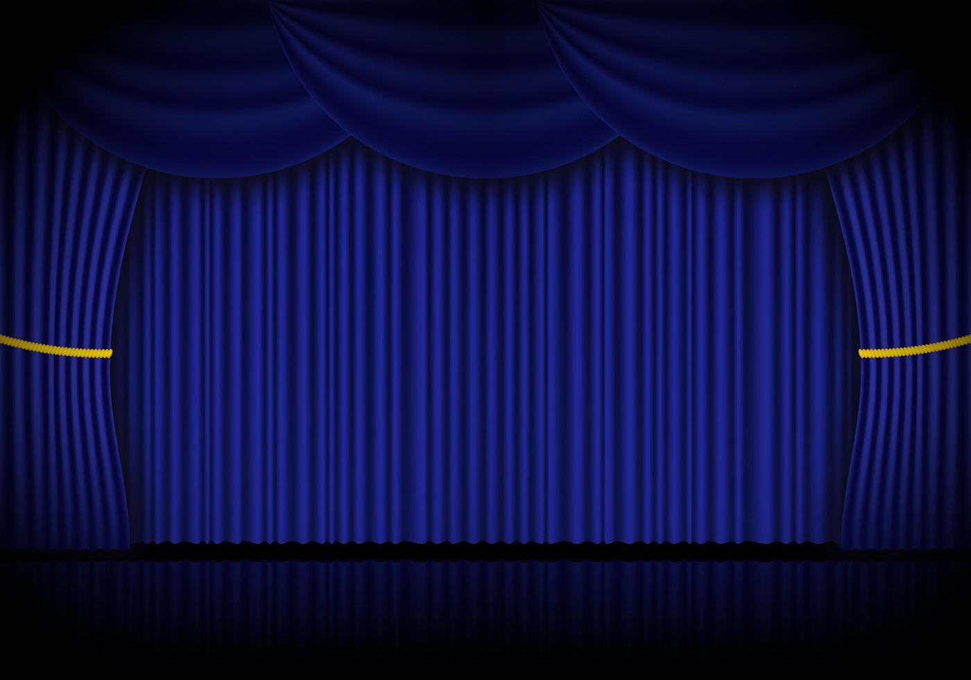 cortinas azules de ópera, cine o teatro. foco en el fondo de las cortinas de terciopelo cerradas. ilustración vectorial vector