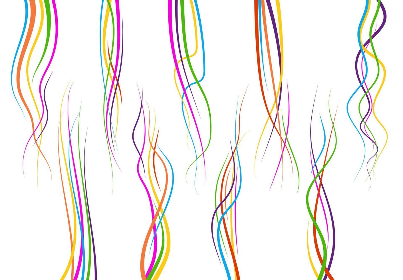 Set of abstract color curved lines. Wave design element. Vector illustration.