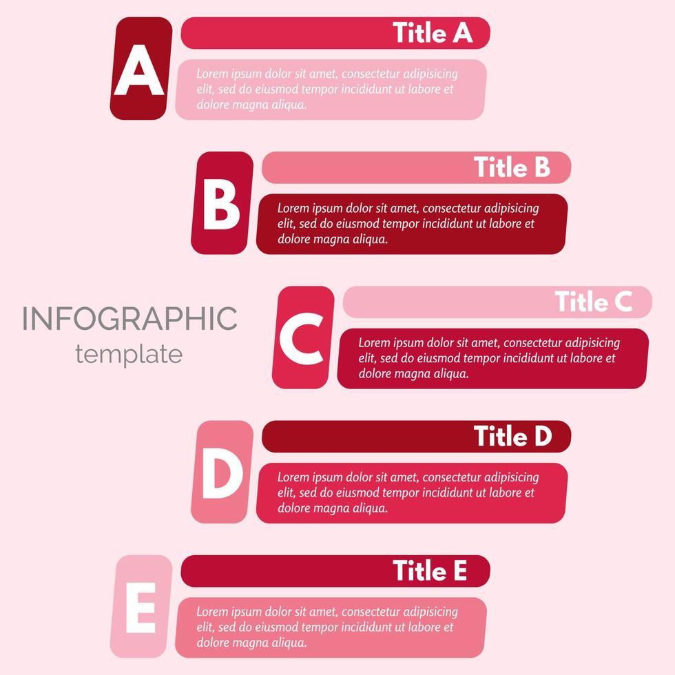 Five steps infographic design elements. Step by step infographic design template. Vector illustration