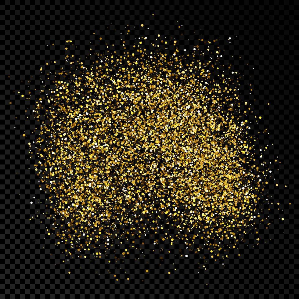 Golden glittering backdrop on a dark transparent background. Background with gold glitter effect and empty space for your text. Vector illustration